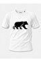 White Bear Silhouette Printed 100% Cotton Navy Blue Outdoor T-Shirt