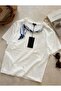 Women's Circular Necklace Collar White Collar Accessory Detail Cotton Basic T-Shirt Ayd990002 - 5