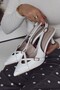 Fast Pointed Toe Cross Strap Detailed Heeled Women's Shoes - 3