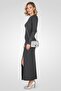 Women Ribbed Maxi Dress, Charcoal - 3