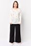 Women Crew Neck Long Sleeve Metallic Blouse, Off White - 3