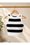 Sifu Women's Striped Knitwear Bustier – Crew Neck, Stretchy Knitted Crop Tank Top – Summer, Comfortable Fit, Breathable Fabric - 8