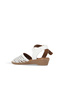 White Leather Women's Wedge Heeled Sandals - 4
