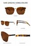Women's Brown Glass Leopard Frame Sunglasses with Handle Detail - 3