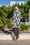 Women's Crop Top Relaxed Fit Lycra (Water-Repellent Fabric) Black Patterned Hijab Swimsuit Set - 2