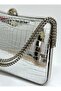 Women's Crocodile Silver Evening Dress Clutch Chain Strap Hand and Shoulder Wedding Engagement Evening Bag - 2