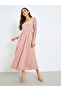 Pink Lace Sleeves A-Line Maxi Dress - 2