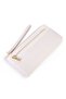 Women's Soft Textured Large Wallet with Multiple Card Holders and Multi-Compartment Wrist Strap, Cream - 5