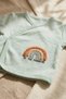 Aura Rainbow 5-Piece Newborn Baby Hospital Discharge Set - 100% Cotton Mint Green Embroidered Bodysuit and Pants - 5
