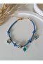 Anklet Blue Rope Evil Eye Beaded Women's Foot Accessory Turtle Blue Glass Beads Blue Heart - 3