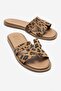 Biora Black and Yellow Patterned Genuine Leather Women's Slippers