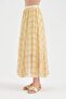 Women's Plaid Fabric Long Skirt with Elastic Waist and Lined Design - 4