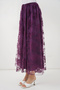 Women's Flocked Printed Long Tulle Skirt 1480 - Purple - 4