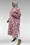 68046 Plus Size High Neck Buttoned Mango Tunic - Leaf Pattern Pink - 4