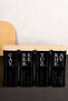 4-Pack 900 ml Bamboo Lid Transparent Labeled Tea & Sugar & Coffee & Salt Storage Container Black Acrylic Mica Jar - 6
