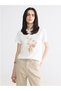 New Season White Crew Neck Floral Printed Women's T-Shirt - 4
