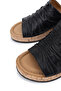 Women's Genuine Leather Black Heeled Slippers - 4