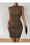 Women's Semi-Turtleneck Sleeveless Print Short Diving Dress - 7