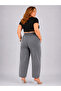 Plus Size Denim Waist-Locked Stone Printed Balloon Cut Women's Trousers - 4