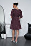 Batwing Sleeve V-Neck Polka Dot Patterned Mini Dress with Waist Tie Detail - 5