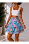 Bohem Style Patterned Chiffon Layered Mini Skirt - 4