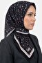 Women's Black Gray Floral Patterned Stitched Writing