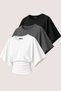 Ghassyco 3-Pack Women's 100% Cotton Stretchy Bat Sleeve Fitted Waist Crew Neck Summer Combed Cotton Sports T-Shirt