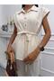 Women's Drawstring Detailed Shirt and Pants Set, Relaxed Fit Two-Piece Set - 3
