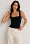 Black Ultra Premium Soft Square Neck Strap Bodysuit