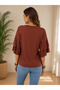 Women's V-Neck Blouse with Flounce Sleeves - 2