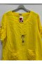 Women's Yellow Italian Folded Short Sleeve Oversize Linen Tunic Size 40 - 46 - 2