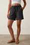 Black Women's 100% Cotton Muslin Fabric Shorts with Elastic Waist, Double Pockets, Comfortable Cut, Summer Shorts - 5
