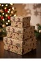 New Year & Christmas Gift Box - Kraft Christmas Patterned Gift Box - 1 Piece (15X15X10 cm) - 6
