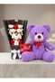 35cm Purple Plush Teddy Bear Bouquet and I Love You Card Gift for Lover, Spouse, Birthday, Anniversary - 5