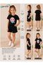 Summer Fish Girl Printed Girls' Black Shorts, Black T-Shirt Set - 2