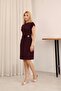 Plum Draped Women's Dress with Gold Accessory Detail - 5