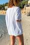 White Single Pocket Washed Asymmetrical Dirty Stitched Cotton Loose Woven Blouse 75 50 - 3