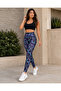 Women's High Waist Diver Fabric Patterned Gathering Sports Leggings - 2