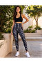 Women's High Waist Diver Fabric Patterned Gathering Sports Leggings - 2