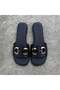 Buckle detailed thin sole women's slippers