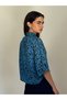 Retro Style Loose Short Sleeve Shirt Women's Blueberry - 7