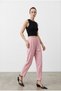 Women's Canvas Trousers with Elasticated Waistband Detail 71115 Pink - 2