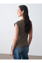 32724 100% Cotton T-Shirt with Tie Detail-Khaki - 2