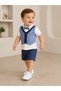 Baby Boy Bow Tie Vest Look Shorts Set 100% Cotton Summer 2-Piece Set - 2