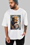 For the Love of Cats 52 Front Cat Printed White Oversize T-Shirt 100% Cotton Unisex Cat Lover Premium Design - 7