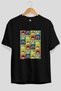 For the Love of Cats 122 Front Cat Printed Black Oversize T-Shirt 100% Cotton Unisex Cat Lover Premium Design