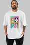 For the Sake of Cats 119 Front Cat Printed White Oversize T-Shirt 100% Cotton Unisex Cat Lover Premium Design - 2
