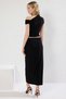 Women's Plus Size Asymmetrical Collar Drape Detailed Body-Fitting Stretchy Knitted Crop Top Long Skirt Set - 5