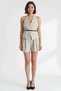 Women's Halter Neck Sleeveless Striped Linen Vest Shorts Set Fitted Cut Mini Length Casual Daily Modern - 4