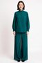 Women's Plus Size Judge Collar Long Sleeve Woven Blouse Pants Set Relaxed Fit Casual Modern Stylish - 4
